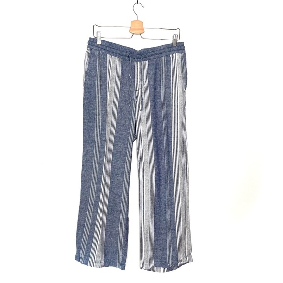 Old Navy | Blue Striped Wide Leg Linen Pants - Picture 1 of 5